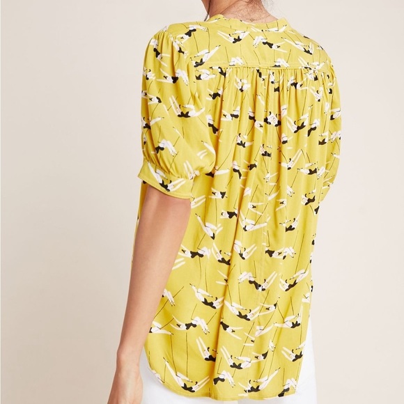 Anthropologie Emily Isabella Robina Blouse TRAPEZISTS Yellow Circus Top Sz XS - Picture 3 of 16
